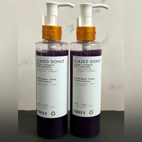 Set of 3 TRULY Beauty Body Cleansers Vegan Glazed Donut + Unicorn Fruit 8oz EACH